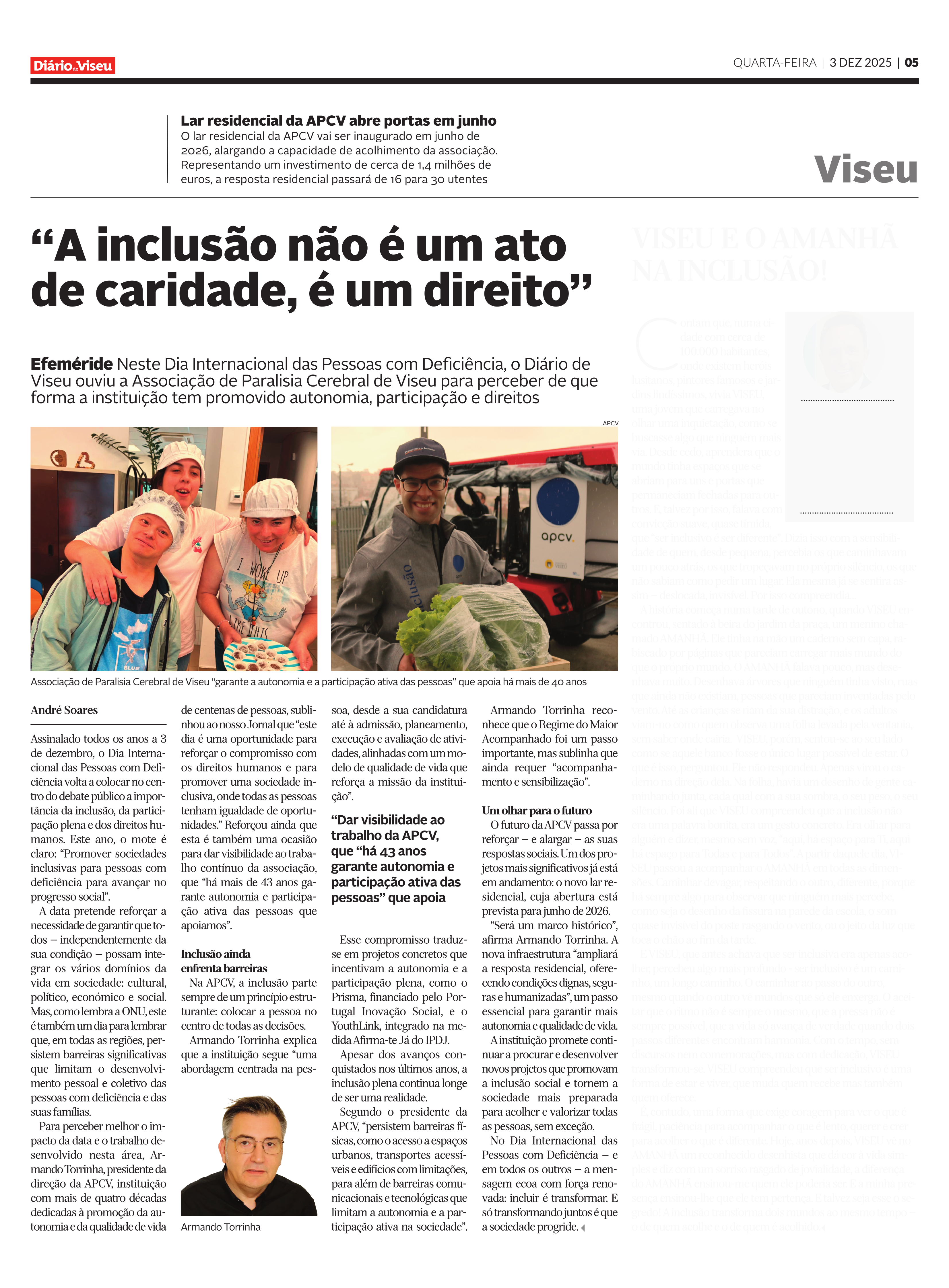 Dia Internacional da Pessoa com Deficiência - Entrevista ao presidente da direção da APCV
